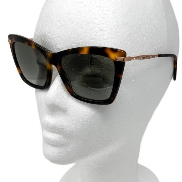Jimmy Choo Sady Oversized Cat Eye Jeweled Tortoise & Rose Gold Sunglasses + case main image 5